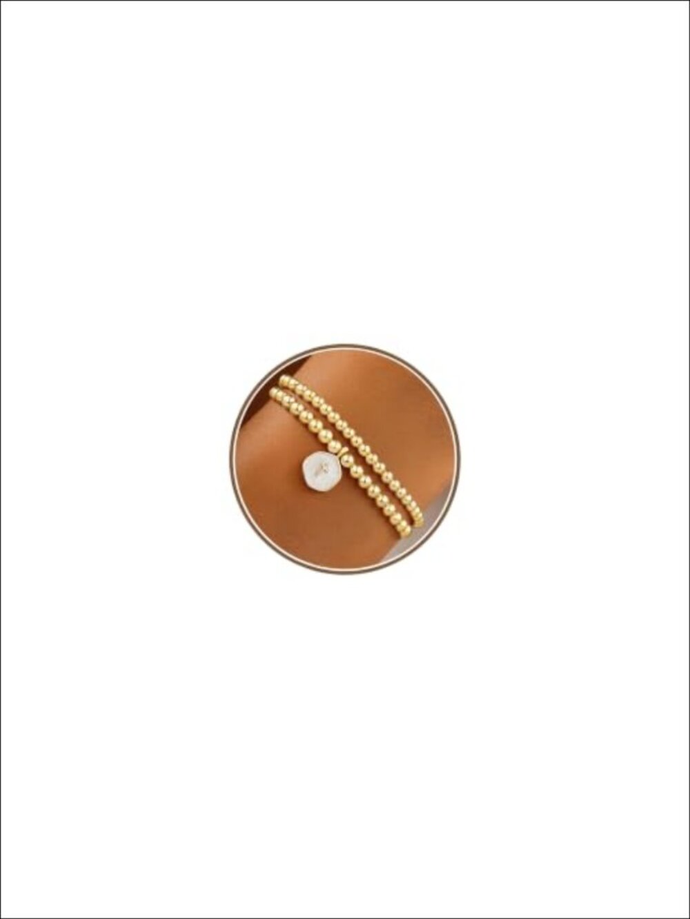 Enamel Cross Beaded Stretch Bracelet Set of 2 14K Gold Plated Copper